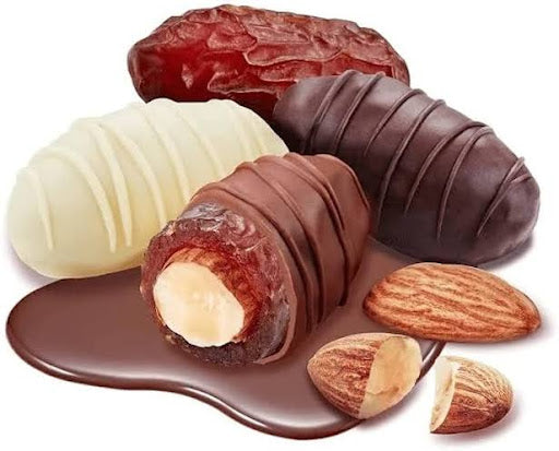 Brari Choco Dates  - Stuff Dates બરારી ચોકો ખજુર ( 3 ફ્લેવર ) ( બદામ > ખજુર > ચોકલૅટ )